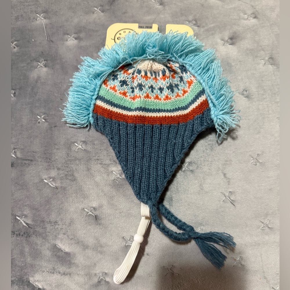 Bond & Co Knit Fashion Hat  - Blue, Orange, and White For Small/Medium Dogs
